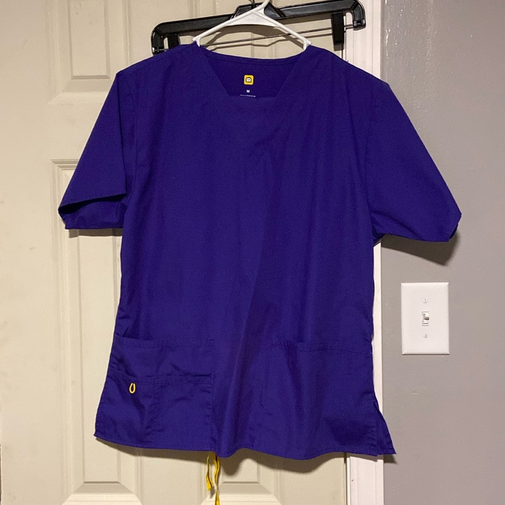 Women's Purple Medical Scrub Top with Utility Pockets